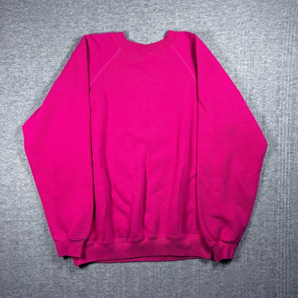 Vintage Crewneck Sweatshirt Morning Sun Bunnies Hanes Unisex Pink Size L USA 80s - Picture 4 of 5